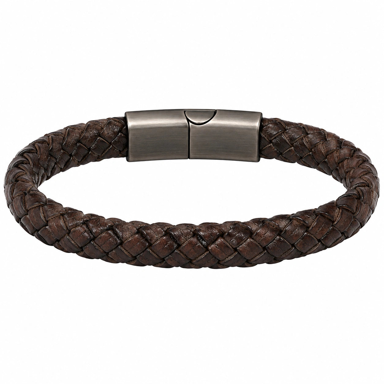 Bracciale intrecciato marrone con chiusura a scatto