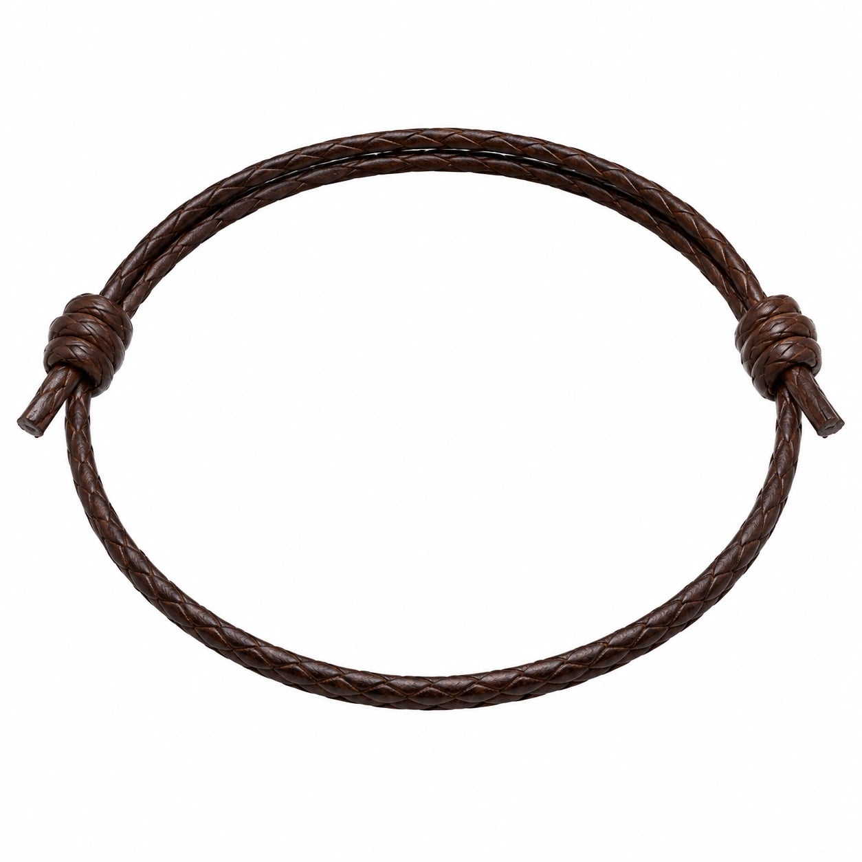 Bracciale Intrecciato Regolabile in Pelle Marrone