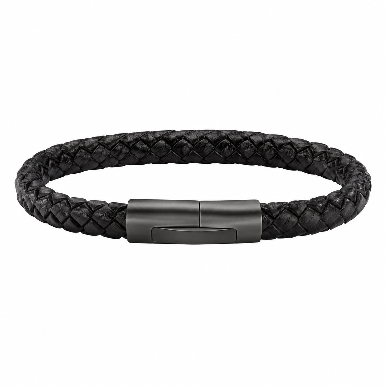 Bracciale Nero Intrecciato con Chiusura Magnetica