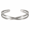 Bracciale Rigido Aperto Intrecciato Unisex Argento