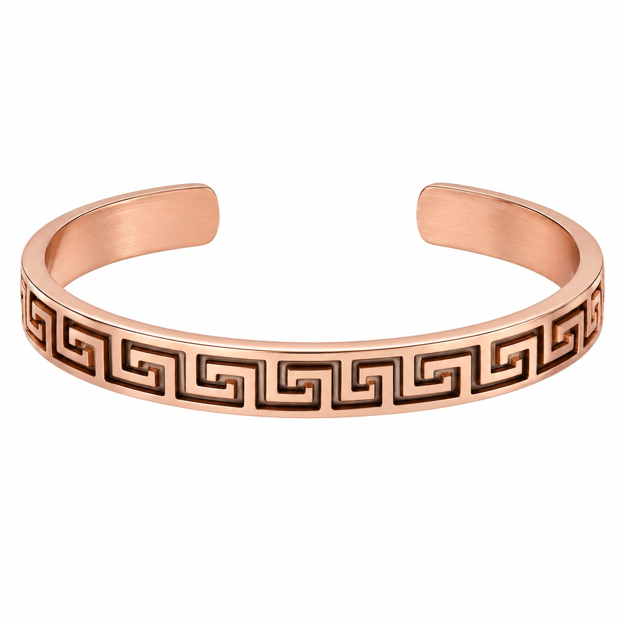 Bracciale rigido inciso geometrico in oro rosa
