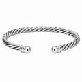 Bracciale rigido aperto design intrecciato argento 18 cm