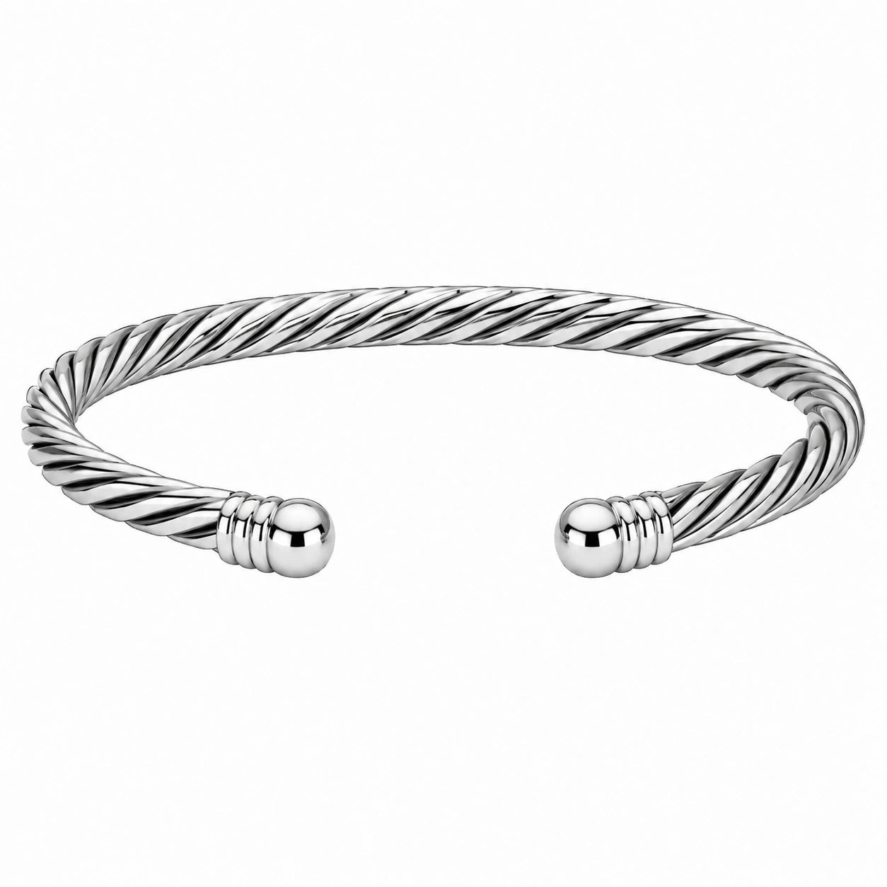 Bracciale rigido aperto design intrecciato argento 18 cm