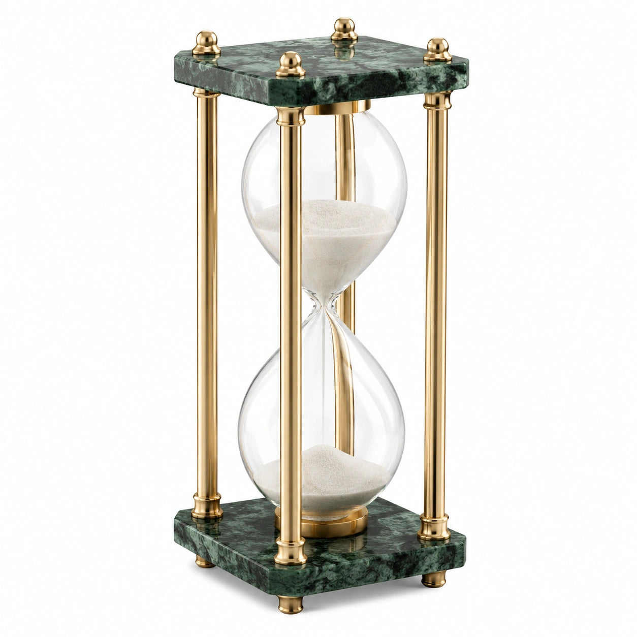 Clessidra Decorativa in Marmo Verde e Ottone Oro
