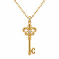 Collana Pendente a Chiave con Zirconi Dorato