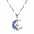 Collana Pendente Luna Crescente e Stella con Opale Blu