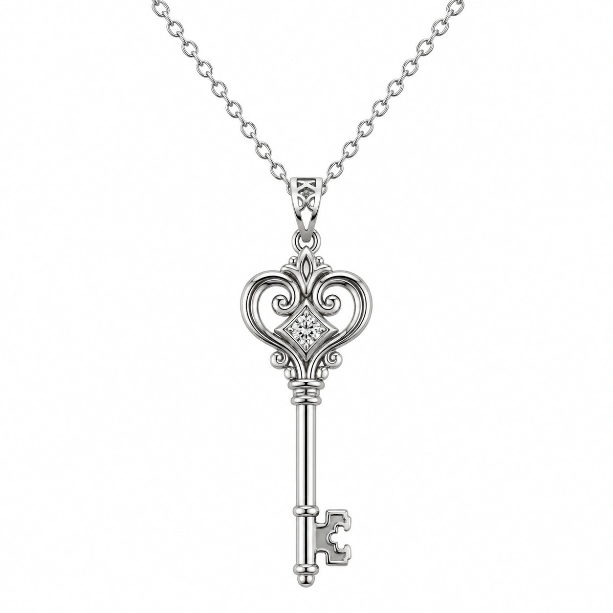 Collana con Ciondolo Chiave di Cristallo Argento