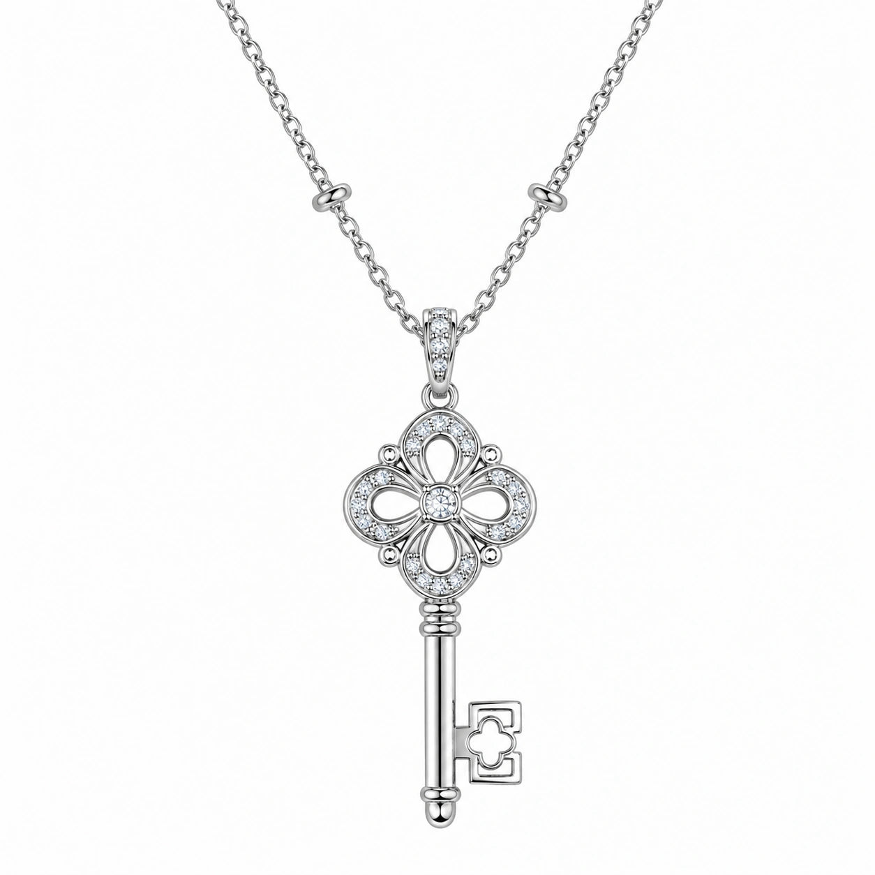 Collana con Pendente Chiave in Argento e Zirconia
