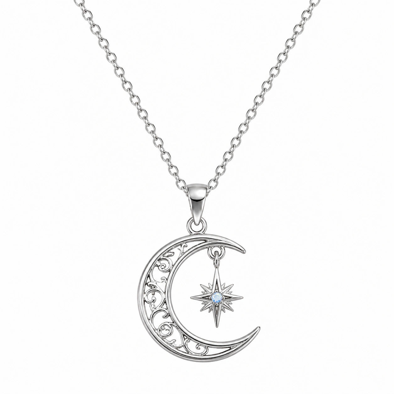 Collana Argento con Ciondolo Luna e Stella