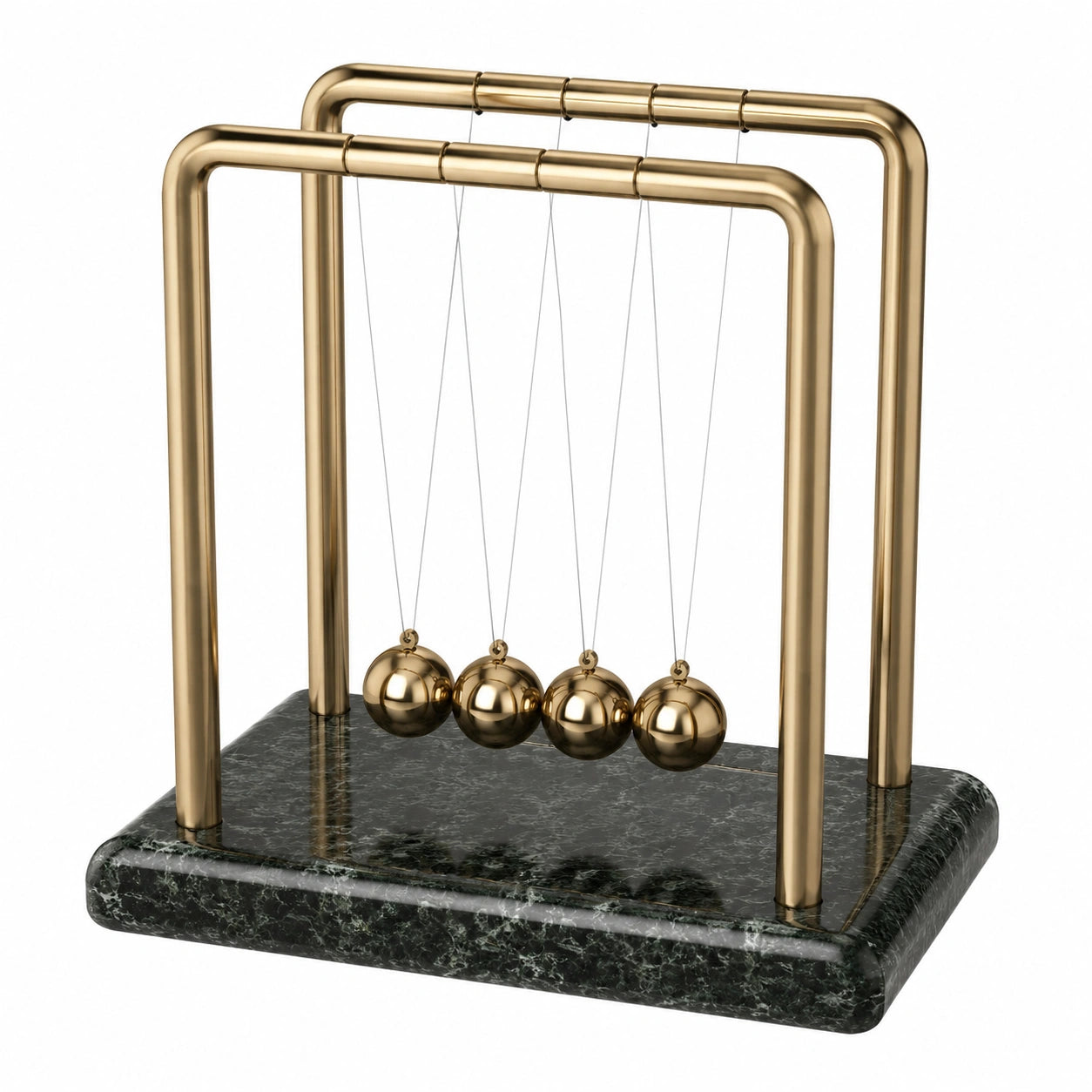 Pendolo di Newton Decorativo con Base in Marmo Nero Colore Oro