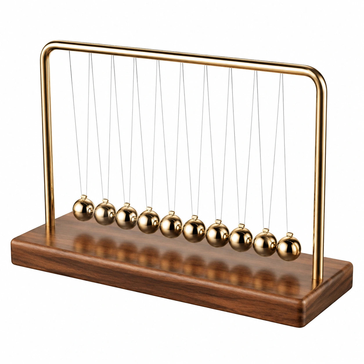 Pendolo di Newton Decorativo Oro e Legno