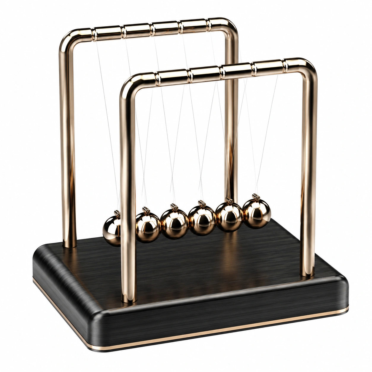 Pendolo di Newton Decorazione da Scrivania 15cm Nero e Oro