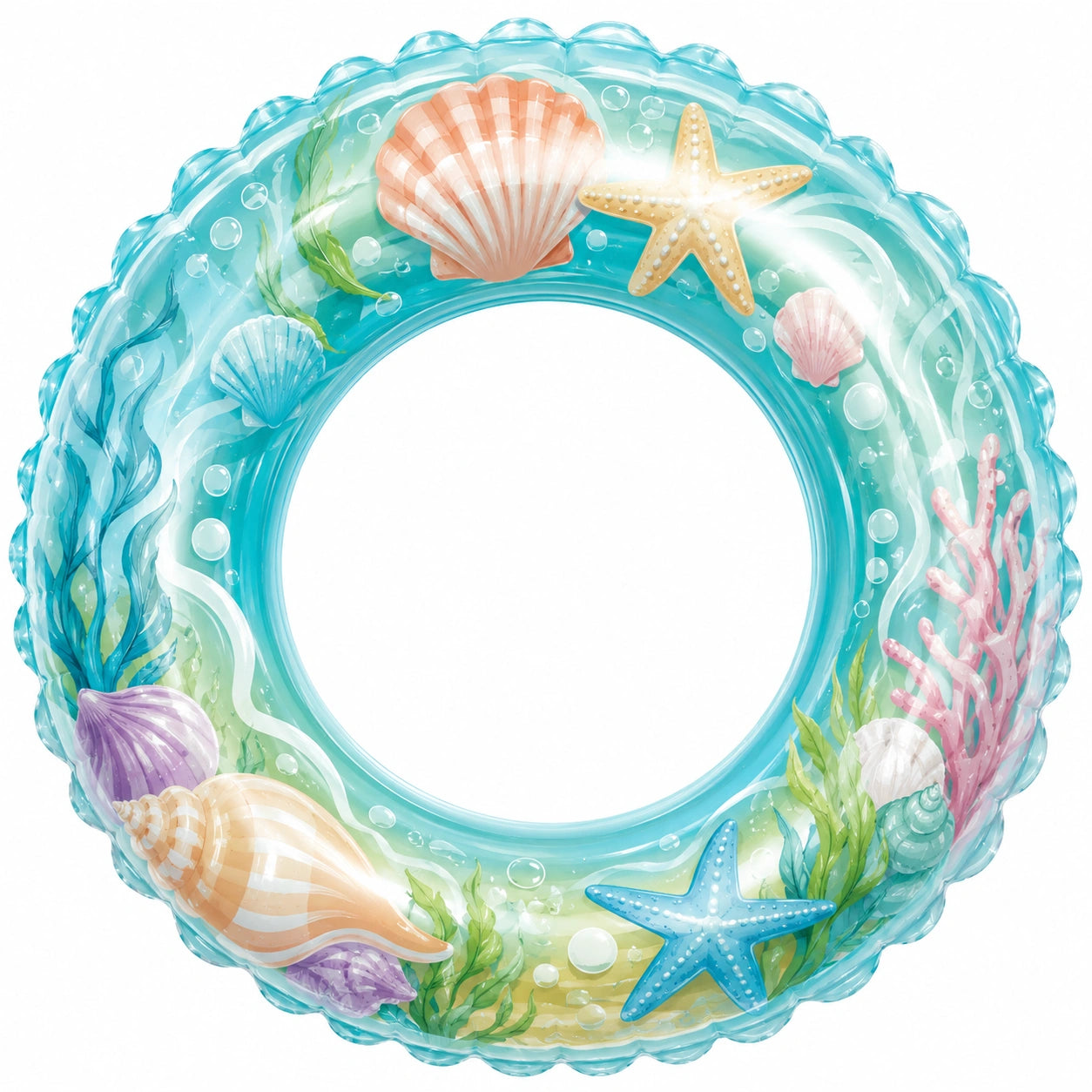 Gonfiabile Anello da Nuoto con Motivo Marino Azzurro Multicolore